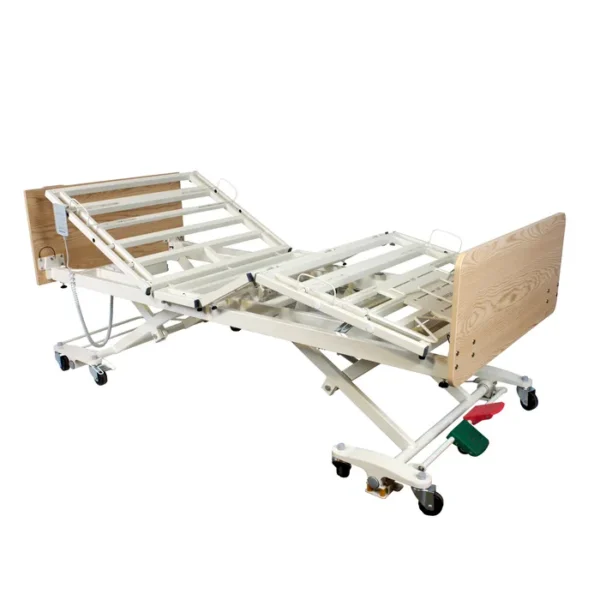 Bariatric Long-Term Care Bed - DB300, 5 Function Low Bed, Expands to 48" w/ Amber Cherry Wood Boards