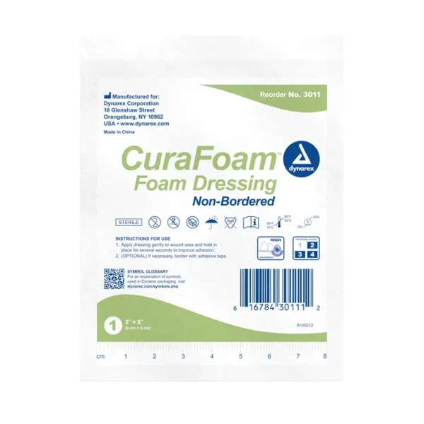 CuraFoam Foam Dressing - 4″×4¼″ - Image 3