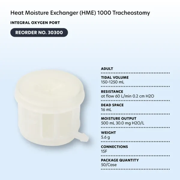 Heat Moisture Exchanger (HME) 1250 Tracheostomy - T-Shape w/ Suction Port - Image 9