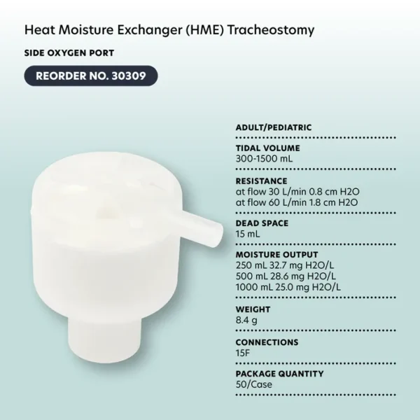 Heat Moisture Exchanger (HME) 1250 Tracheostomy - T-Shape w/ Suction Port - Image 8