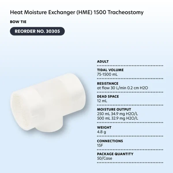 Heat Moisture Exchanger (HME) 1250 Tracheostomy - T-Shape w/ Suction Port - Image 7