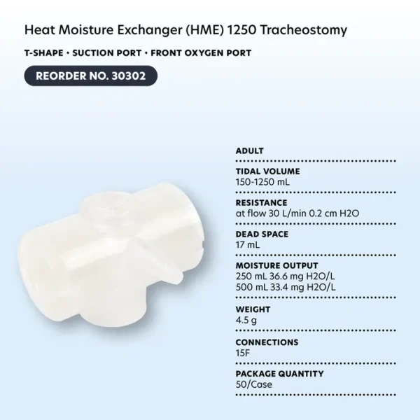 Heat Moisture Exchanger (HME) 1250 Tracheostomy - T-Shape w/ Suction Port - Image 5