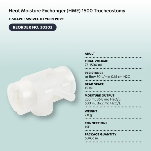 Heat Moisture Exchanger (HME) 1250 Tracheostomy - T-Shape w/ Suction Port - Image 4