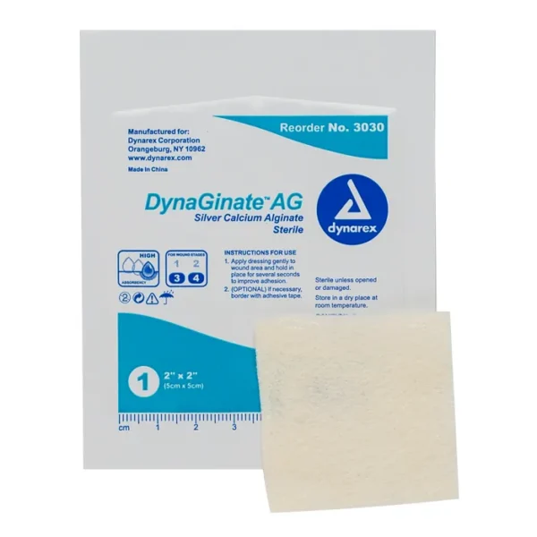 DynaGinate AG Silver Calcium Alginate Dressing - 4"x8"