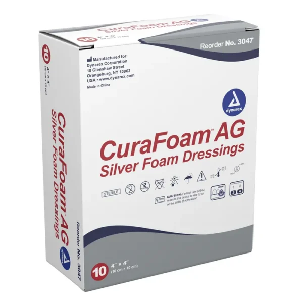 CuraFoam AG Silver Foam Dressing - 4"x4" - Image 4