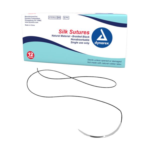 Braided Black Silk Sutures-Non Absorbable Black, 3-0, C6 Needle, 18"