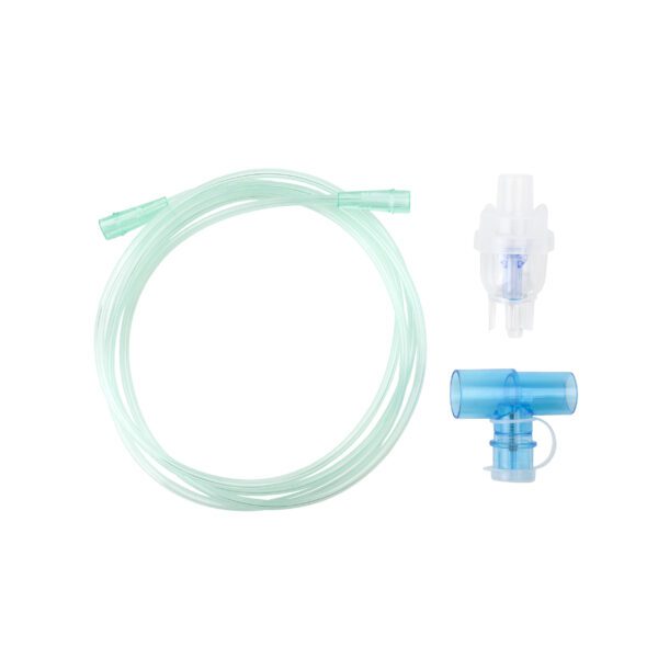 Small Volume Nebulizer 6 cc Cups w/ 7ft Tubing, Standard Connector, and Spring Loaded T 22mm ID × 22mm OD