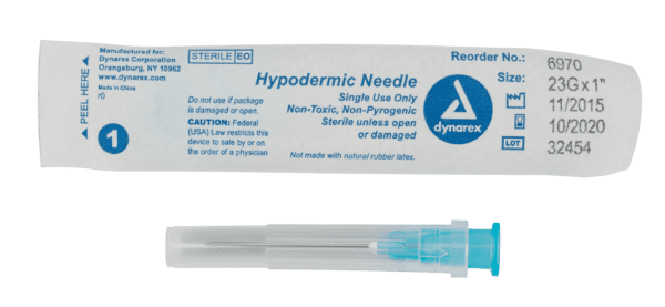 Hypodermic Needle 23G, 1" needle