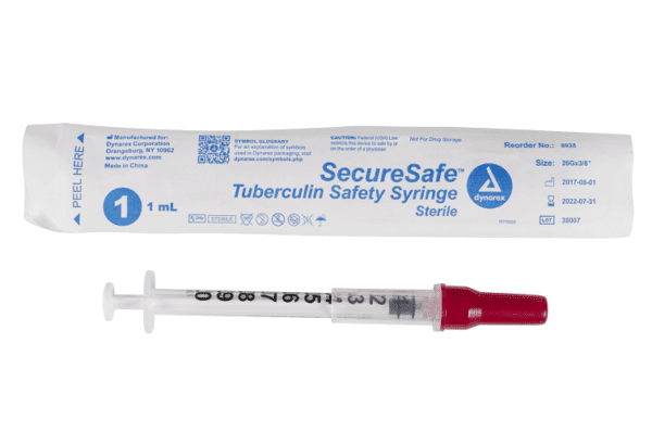 SecureSafe Tuberculin Safety Syringe - 1cc - 26G, 3/8" needle