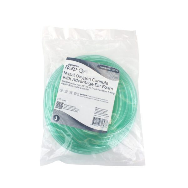 Nasal Oxygen Cannula – Cushion Tip w/ Advantage Ear Foam and 25ft (7.6 m) Tubing with Standard Connector – Adult