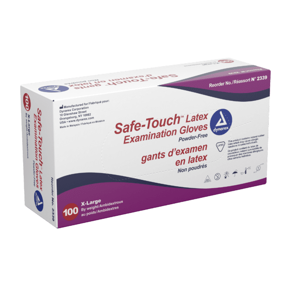 Safe-Touch Latex Exam Gloves- Powder-Free - XL