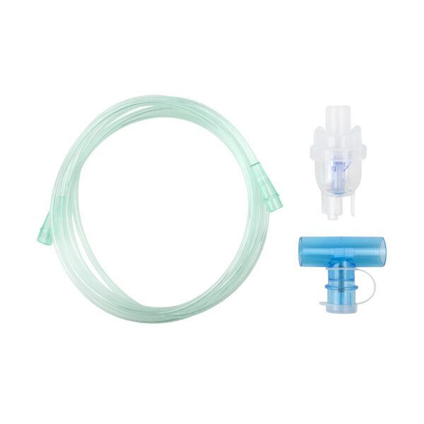 Small Volume Nebulizer 6 cc Cups w/ 7ft Tubing, Standard Connector, and Spring Loaded T 22mm OD × 22mm OD