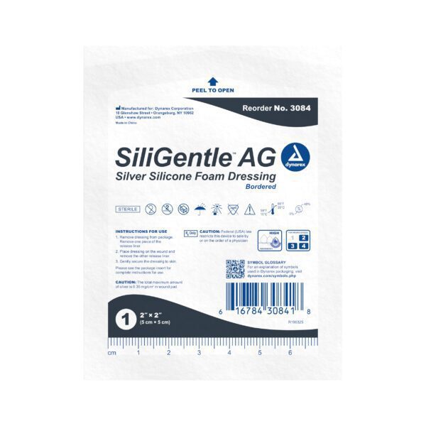 SiliGentle AG Silver Silicone Bordered Foam Dressing - 2"x2" - Image 4