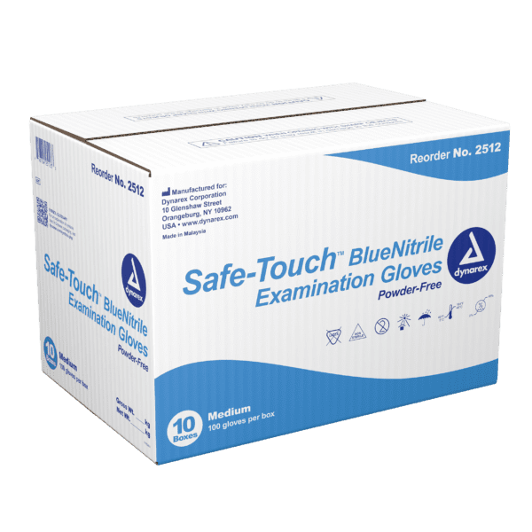 Safe-Touch Blue Nitrile Exam Gloves- Powder-Free - M - Image 7