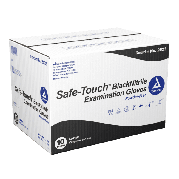 Safe-Touch Black Nitrile Exam Gloves- Powder-Free - L - Image 3