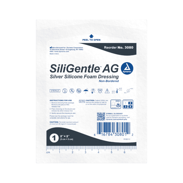 SiliGentle AG Silver Silicone Foam Dressing - 2"x2" - Image 4