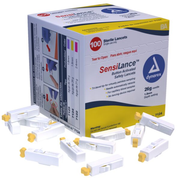 Button Activated Safety Lancets Sterile, 26 gauge - 1.8 mm Depth