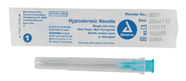 Hypodermic Needle 23G, 1 1/2" needle