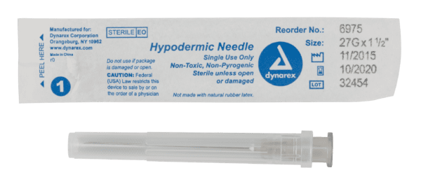 Hypodermic Needle 27G,  1 1/2" needle