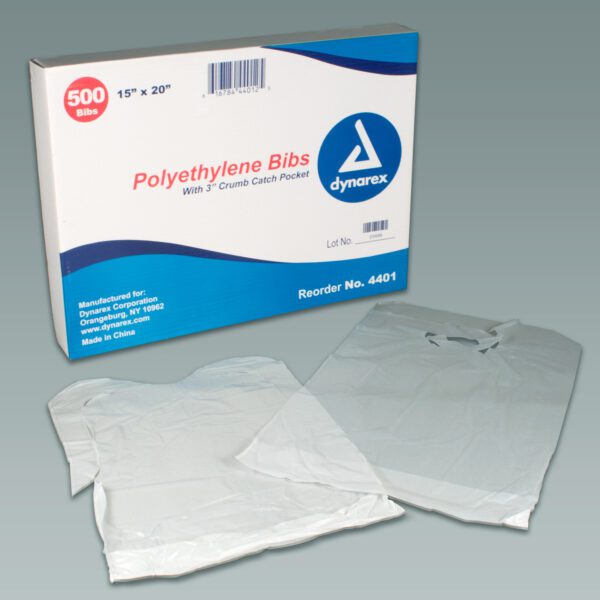 Polyethylene Bibs crumb catch 3" pocket 15" x 20"