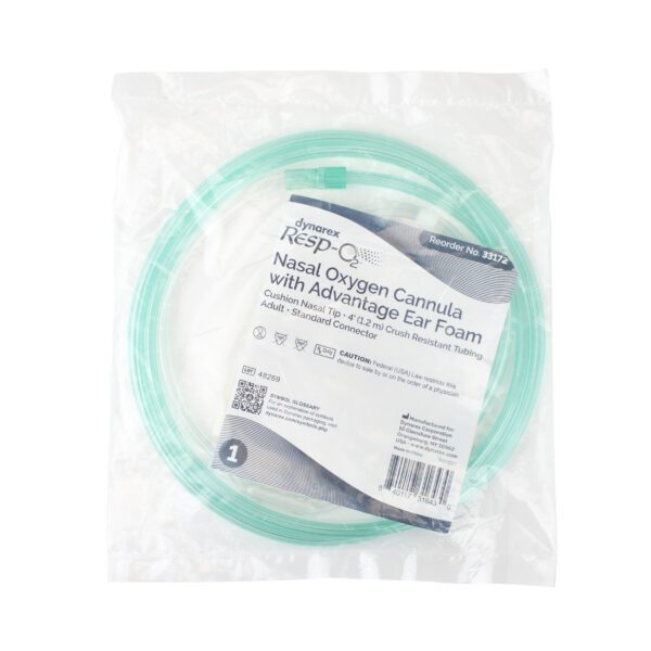 Nasal Oxygen Cannula – Cushion Tip w/ Advantage Ear Foam and 4ft (1.2 m) Tubing with Standard Connector – Adult