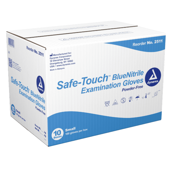 Safe-Touch Blue Nitrile Exam Gloves- Powder-Free - S - Image 2