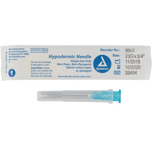 Hypodermic Needle 23G, 3/4" needle