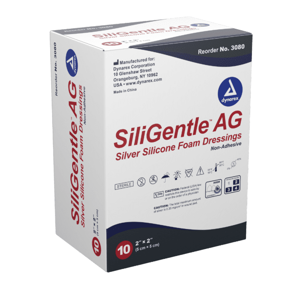 SiliGentle AG Silver Silicone Foam Dressing - 2"x2" - Image 5