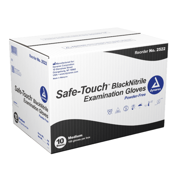 Safe-Touch Black Nitrile Exam Gloves- Powder-Free - M - Image 3