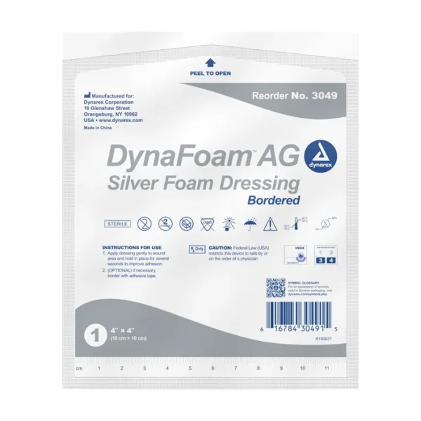 DynaFoam AG Bordered Silver Foam Dressing - 4"X4" - Image 3