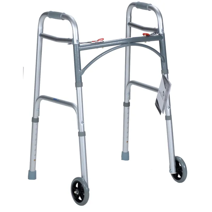 Two Button Folding Walker with Wheels