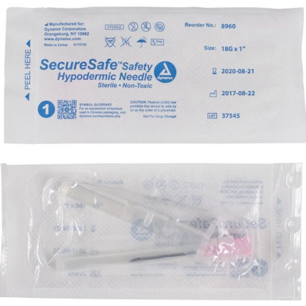 SecureSafe Safety Hypodermic Needle 21G, 1" needle - Image 5