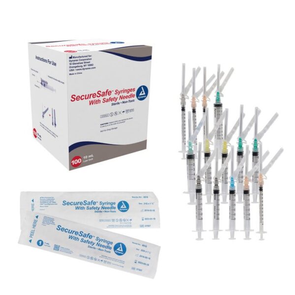 SecureSafe Syringe with Safety Needle - 1cc - 25G, 1 1/2" needle