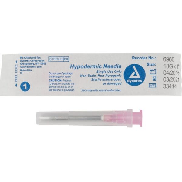 Hypodermic Needle 18G, 1" needle - Image 2