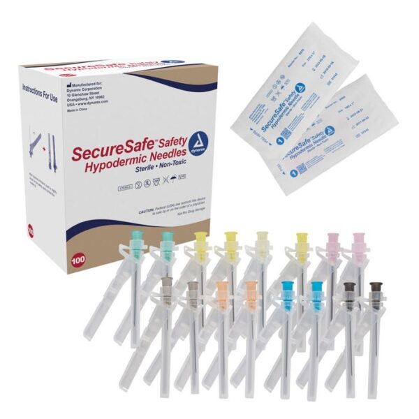 SecureSafe Safety Hypodermic Needle 21G, 1" needle