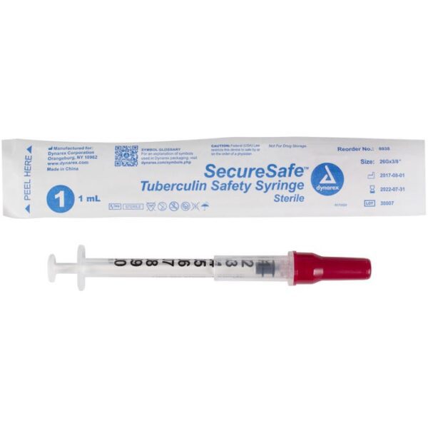 SecureSafe Tuberculin Safety Syringe - 1cc - 25G, 5/8" needle - Image 2