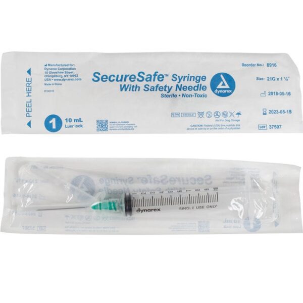 SecureSafe Syringe with Safety Needle - 1cc - 27G, 1/2" needle - Image 5